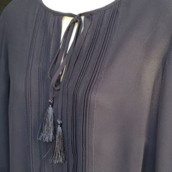 White House Black Market Maggie Pleated Sleeve Blouse in Black - Picture 8 of 14